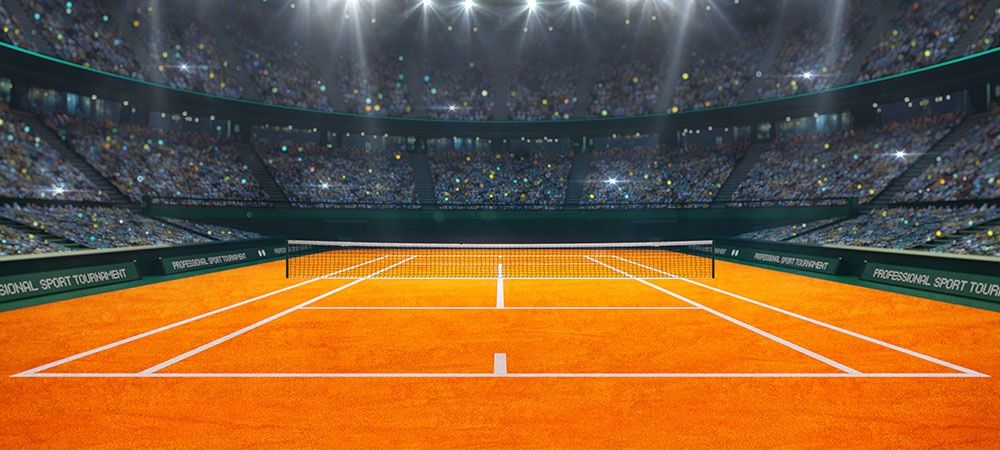 boundaries of a clay tennis court