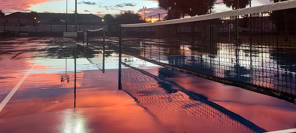 wet and slippery court surface