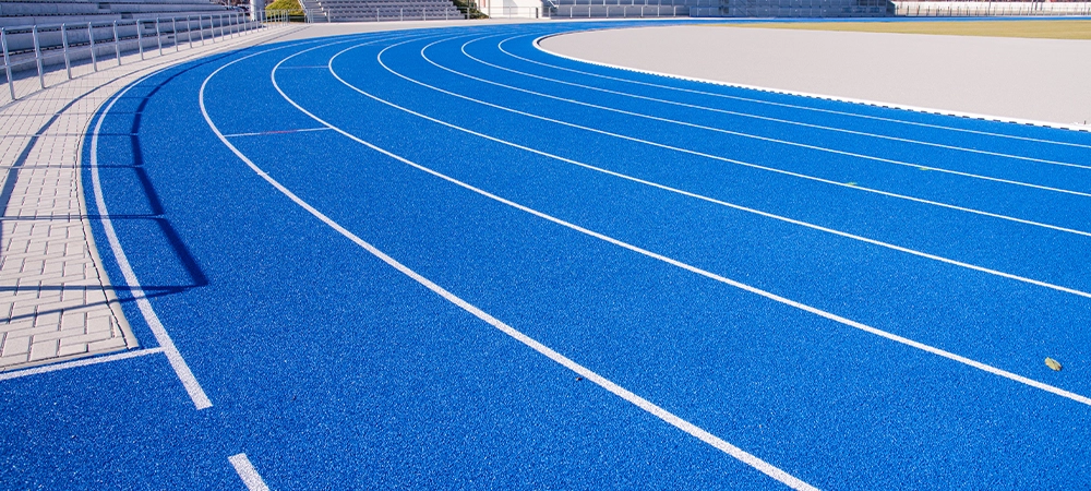 running track line marking and finishing touches