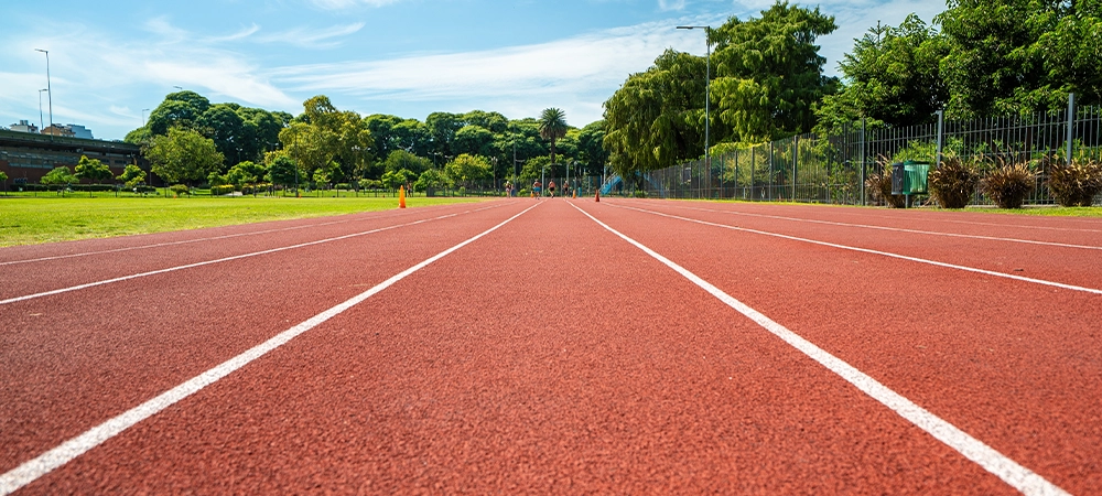 rubberized surfaces of running track