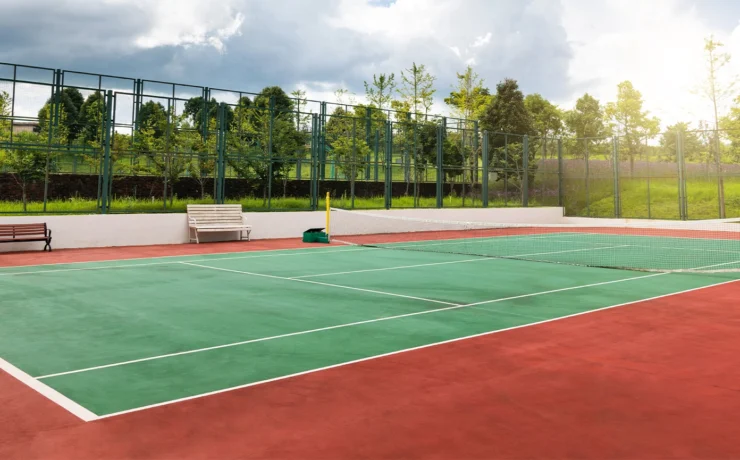 installing a sports court, tennis court