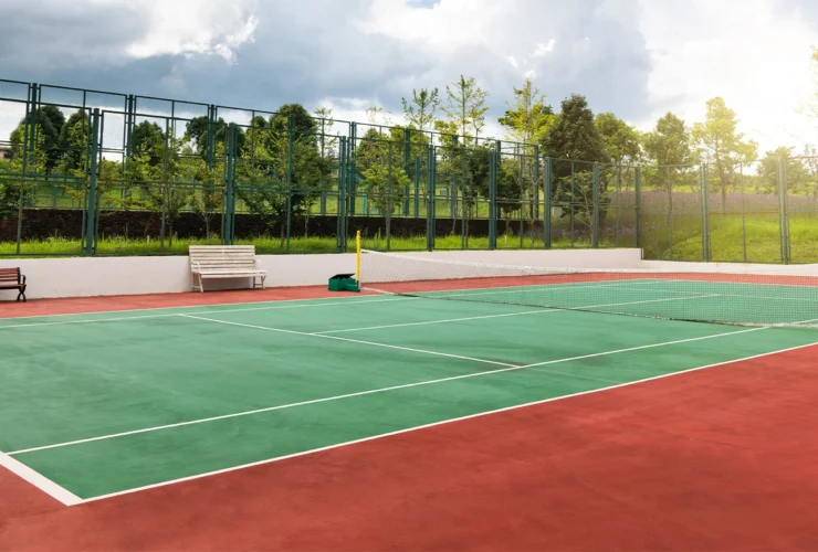 installing a sports court, tennis court