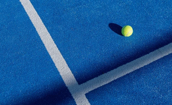 The intersection of lines and shadows on a vibrant padel court, Graphic Design