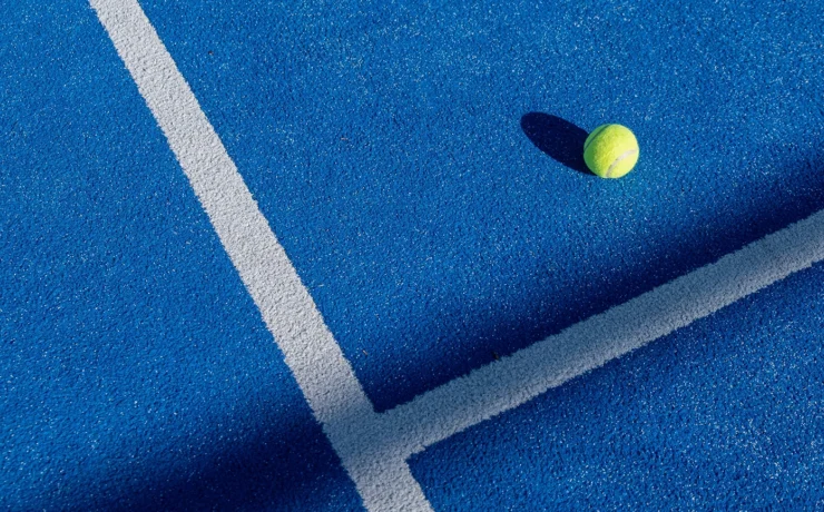 The intersection of lines and shadows on a vibrant padel court, Graphic Design