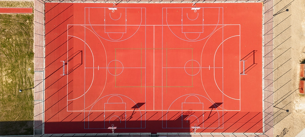 Overhead view of urban sports facility