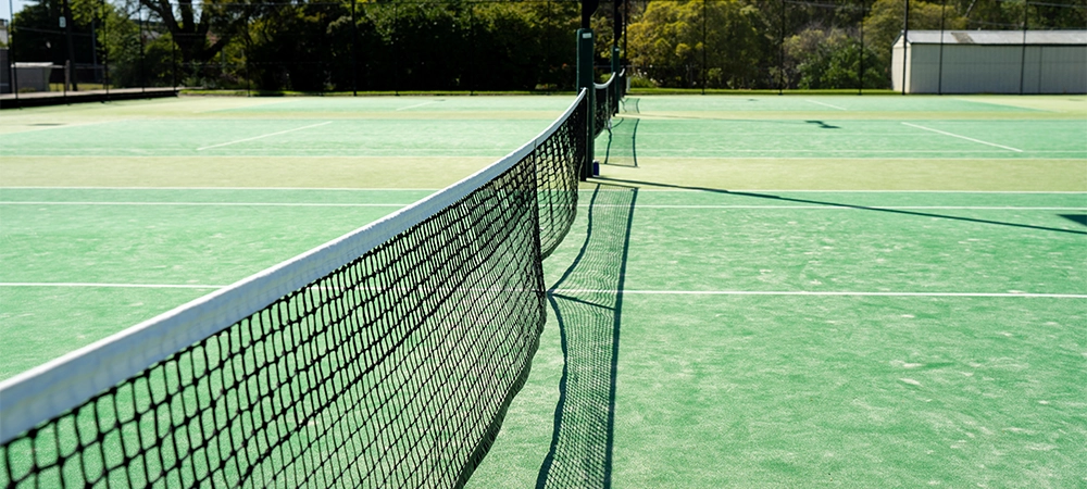 synthetic tennis court at a tennis court in summer in australia outdoors